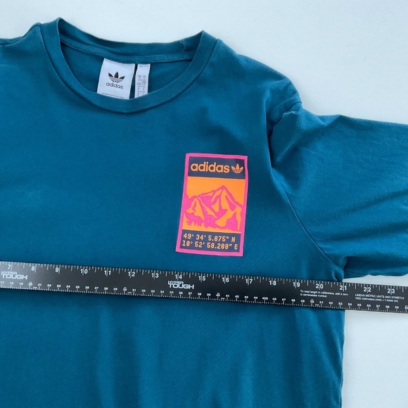 Adidas Men Adiplore T-Shirt Sz L Teal Long Sleeve Cotton Athleisure Streetwear - Picture 5 of 9